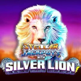 Stellar Jackpots with Silver Lion slot logo by Lightning Box Game at Gonzabet Casino